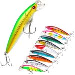 XVZ Sea Fishing Lures for Saltwater, 10 Pieces 10cm 9g Minnow Crankbaits Set Fishing Hard Baits Swimbaits Boat Topwater Lures for Trout Bass, Men's Fishing Gifts