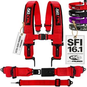 1pc Red 3" 5 Point Harness SFI 16.1 for Bucket Seat, Latch Release, Racing Harness 5 point, Race Car, Off Road, UTV, RZR 5pt