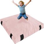 JOYWOO Crash Pad for Kids Sensory Room, Anti-Slip Sensory Crash Mat, Shredded Foam Sensory Crash Pad for Kids Gift, Soft Washable Cover, Gift for Children and Family Fun, 5 x 5 Ft, Pink
