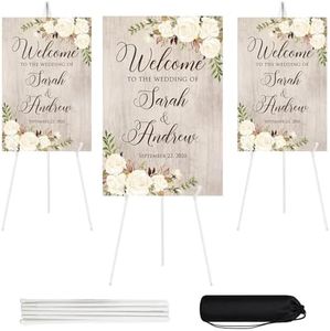 JEAWIWI 3 Pcs Lightweight Easel Stand, 66 Inch, White, with Portable Bags