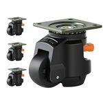 VEVOR Leveling Casters, Set of 4, 2200 lbs Total Load Capacity, 2.5 inches, Heavy Duty with Upgraded Handle Design, 360 Degree Swivel Caster Wheels, Adjustable Casters with Feet for Workbench, Machine