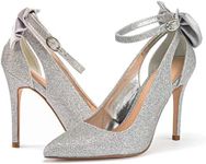 Fashare Womens High Heels Bow Tie Stiletto Ankle Strap Wedding Dress Pumps Shoes