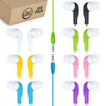 Bulk Earbuds JustJamz Jelly Roll | 100 Pack of Colorful in-Ear Earbuds, Wired Earphones for Smartphones & Laptop, Disposable Headphones for Kids & Adults, Assorted Colors