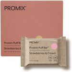 Promix Whey Protein Isolate Puff Bar, 12 Count |Low Carb Healthy Snack with Egg Whites | All Natural, Grass Fed,Gluten Free, Low Sugar, Soy Free (Strawberries & Cream)