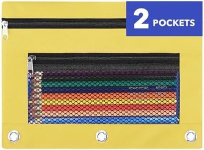 ASBEFORE Pencil Pouch for 3 Ring Binder - 3 Hole Zipper Pen Case Bag Holder Bulk Accessories Clear Window Aesthetic Organizer Pockets (Yellow, 1)
