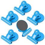 FINDMAG Magnetic Clips, 6 Pack Blue Fridge Magnets Clip, Whiteboard Magnet Clips Strong, Strong Heavy Duty Clips Magnet, Strong Magnet Clips for Whiteboard, Fridge, Office, Classroom, Paper