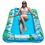 JAMBO Tanning Pool Lounger Float, 70 x 47 Inflatable Sun Tanning Pool Float, Water Lounge Raft, Pool Lounger for Adults, Tanning Raft, Big Pool Tub, Water Filled Tanning Bed, Kiddie Pool Tanning Float