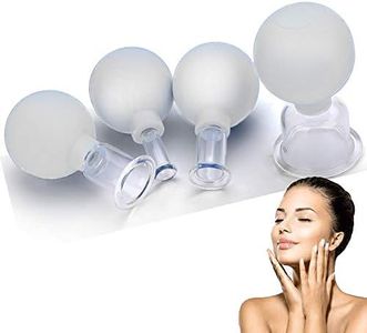 Glass Facial Cupping Set- 4pcs Silicone Vacuum Suction Face Massage Cups Anti Cellulite Lymphatic Therapy Sets for Eyes, Face and Body (White)