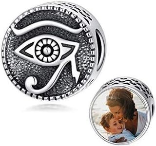 MBSUUH 925 Sterling Silver Eye of Horus Egyptian Personalized Photo Charm Bead Fit On Snake Bracelet Customized Picture Charm Bead for Women