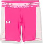 Under Armour Girls' HeatGear Bike Shorts, Meteor Pink (660)/White, 14-16 Years