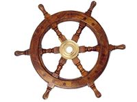 Hampton Nautical Deluxe Class Wood and Brass Decorative Ship Wheel 12" - Nautical Home Decoration Gifts, Office