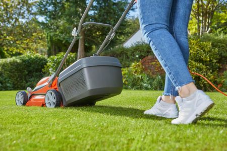 Flymo EasiStore 340R Electric Rotary Lawn Mower – 34cm, 35L Grass Box, Rear Roller