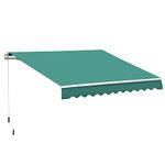 Outsunny 10' x 8' Manual Retractable Awning, Sun Shade Shelter Canopy, with Aluminum Frame and UV Protection for Patio Deck Yard Window Door, Green