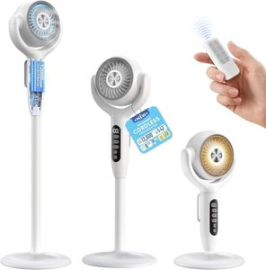 12000mAh Battery Powered Air Circulator Fan, 3-in-1 Height Adjustable Floor/Table/Desk Oscillating Pedestal Fan with LED Light, 20dB Quiet Cordless Rechargeable Cooling Fan for Bedroom Outdoor