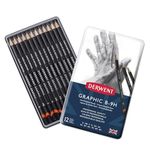 Derwent 34213 Graphic Hard Graphite Drawing Pencils, Professional Quality, Grey, Set of 12