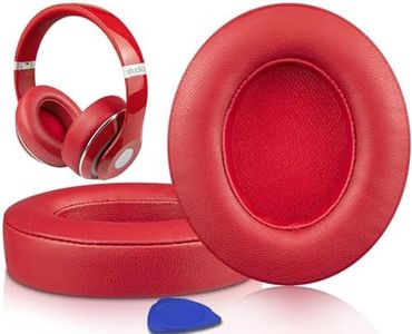 SoloWIT Lambskin Replacement Ear Pads Cushions for Beats Studio 2 & Studio 3 Wired & Wireless Headphones, Earpads with Noise Isolation Memory Foam, Added Thickness - Red