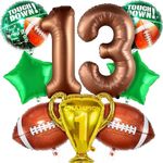 KatchOn, 13th Football Birthday Balloons - 40 Inch, Brown 13 Balloons | Pack of 8, Football Birthday Decorations, Football Decorations, Sports Theme Birthday Supplies, Championship Trophy Balloons