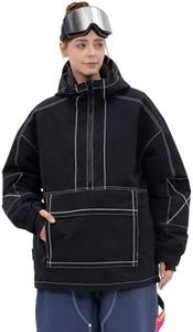 SNOWVERB Womens Baggy Snow Insulated Jacket Winter Waterproof Big Cargo Pocket Windproof Snowboarding Jacket with Hood (US, Alpha, Small, Regular, Regular, Black)