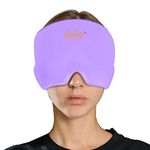 Dadop Migraine Relief Cap Headache Hat, Gel Ice & Cold Therapy Headache Relief Hat, Comfortable & Stretchable Ice Pack Eye Mask for Puffy Eyes, Tension, Sinus & Stress Relief (Purple)