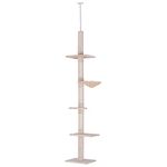 PawHut Floor to Ceiling Cat Tree for Indoor Cats 5-Tier Kitty Tower Beige