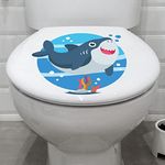 CVANU Cute and Beautiful Cartoon Blue Dolphin Design Toilet Seat Stickers Decals Self-Adhesive Removable PVC Vinly (10x10) inch, Pack of 2