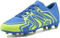 DREAM PAIRS Big Boys Girls Athletic Soccer Football Cleats Shoes 160472-K Royal Lemon Green Silver Size 5 M US Big Kid