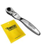 1 x SabreCut MRSC06 Flex Head Mini Micro Ratchet 6.3mm HEX 1/4" Square Drive Stainless Steel Professional 60 Tooth Gear Hand Ratchet Wrench