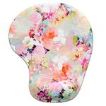 Hsurbtra Ergonomic Mouse Pad with Wrist Rest Support, Gel Mouse Pads with Non-Slip PU Base, Pain Relief Memory Foam Mousepad, Cute Mouse Pad for Laptop PC, Office Supplies Decro, Pink Flower