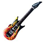 35 Inch Inflatable Guitar Rock Flame Design Inflatable Guitars Toys Rock Star Fancy Dress Kids Instruments Party Blow Up Guitar for 80s 90s Themed Carnival Parties Accessories Karaoke Decorations