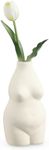 Navaris Female Form Vase - Ceramic Bum Vase for Flowers - Curvy Body Woman Shaped Home Decor Flower Holder - 8 cm x 8 cm x 16 cm (3.2" x 3.2" x 6.3") - Natural