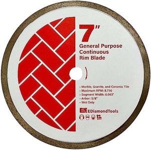 7" Diamond Saw Blade for Stone and Ceramic Tile, 10mm Segment Height, Wet Only, 5/8" Arbor