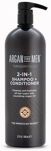 Argan Magic 2-in-1 Men's Shampoo + Conditioner with Argan Oil & Bergamot Scent - Cleanses and Hydrates All Hair Types, Restore Moisture, Boost Shine | Made in USA, Paraben Free, Cruelty Free (32 oz)