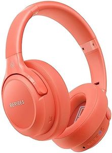 Bluetooth Headphones Over Ear,BERIBES 65H Playtime and 6 EQ Music Modes Wireless Headset with Microphone,HiFi Stereo Foldable Lightweight, Deep Bass for Home Office Outdoors Etc(Orange Red)