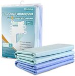 MILDPLUS Washable Bed Pads with 8 Sturdy Handles 34”×52” Extra Large Reusable Underpads 4-Layers Leakproof Chucks Pads Washable for Incontinence (2 Pack)