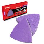 EZARC 60 PCS Zirconia Triangle Sanding Pads, 3-1/8 Inch 60/80/120/180/240/320 Grit Hook & Loop Multitool Sandpaper Fit 3-1/8" Oscillating Tool Sanding Pad, Detail Sander Pads for Polish Sanding