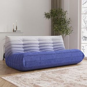 YVDNHP Big Bean Bag Chairs for Adults, 3 Seater Large Bean Bag Sofa, Fireside Chair Lazy Sofa Chair with High Density Comfortable Foam, Modern Bean Bag for Living Room, Bedroom, Office (Blue&White)