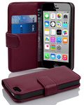 cadorabo Book Case works with Apple iPhone 5C in PASTEL PURPLE - with Stand Function and Card Slot made of Structured Faux Leather - Wallet Etui Cover Pouch PU Leather Flip