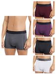 FREECULTR Men's Underwear Anti Bacterial Micromodal Airsoft Trunk - Non Itch No Chaffing Sweat Proof - Smoke Grey,Sangria Wine,Trippy Violet,Ash Grey,Cloud White Size 3XL Pack 5