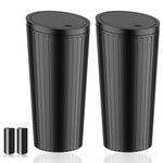 Car Trash Can Bin with Lid - 2 Packs Car Garbage Can Cup Holder-Universal Leakproof Vehicle Garbage Can Bin with 40pcs Trash Bags-Car Organizers and Storage for Front Back Seat Accessories