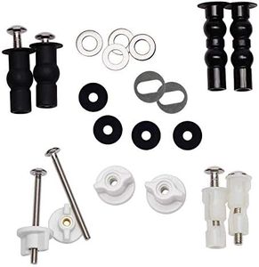 iFealClear Universal Toilet Seats Screws and Bolts, 5 Choice Fixings Expanding Rubber Top Fix Nuts Screws for Top Mount Toilet Seat Hinges, Easy to Install- Toilet Seat Replacement Parts Kit(Metal)
