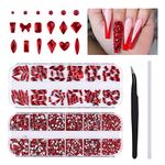 3120 Pcs Red Nail Art Rhinestones Gems EBANKU Nail Crystal Jewel Mixed Shape Rhinestone Diamonds Beads Kit for Craft Nails Face Decoration