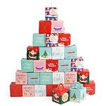 THE TWIDDLERS - 30 Gift Boxes for Christmas in Festive Designs for Cookies Candies, Small Gifts and Xmas Party Favours for Kids and Adults - 10x10x10cm