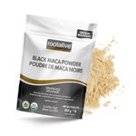 Rootalive Organic Black Maca Powder Gelatinized for High Bio Availability, Easy Digestion and Fast-Absorption, Gluten-Free, Vegan 454g