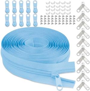 YZSFIRM 10 Yards #5 Sky Blue Nylon Coil Zipper Tape by The Yard for Sewing