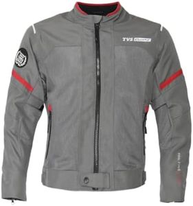 TVS Racing Tech-Core Road Jacket for Men | CE2 armour <5kN at Shoulders Elbows and Back | 600D Chassis | 310gsm Vent Mesh | High-Vis Reflective Tech| YKK zippers | Dark Grey, Size-S