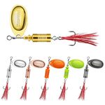 TRUSCEND Fishing Jigs with Unique Two-way Spinning Spoons System, Well-made Rooster Tail Fishing Spinner Lure with Flash Copper Body & Blade, Freshwater Crappie Jigs, Blade Bait for Bass Walleye Trout