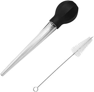 Large Turkey Baster with Cleaning Brush,Stainless Steel Baster Tool for Cooking Easy to Use and Clean,Heavy Duty Baster Tube Dishwasher Safe for BBQ Baking Kitchen Cooking ﻿