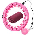 SEDOL Smart Hula Hoop with Weight Ball and Cooling Towel - Smart Weighted Hula Hoop with 24 Detachable Knots and Auto-Spinning Ball - Weighted Hula Hoop For Adults - Fitness Hula Hoops (Pink)