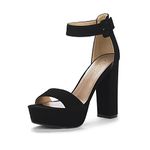 DREAM PAIRS Women's High Heel Platform Pump Sandals,Size 9, Black/Nubuck,HI-LO