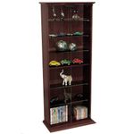 Boston - 116 DVD/ 316 CD Book Storage Shelves Glass/Collectable Display Cabinet - Dark Oak